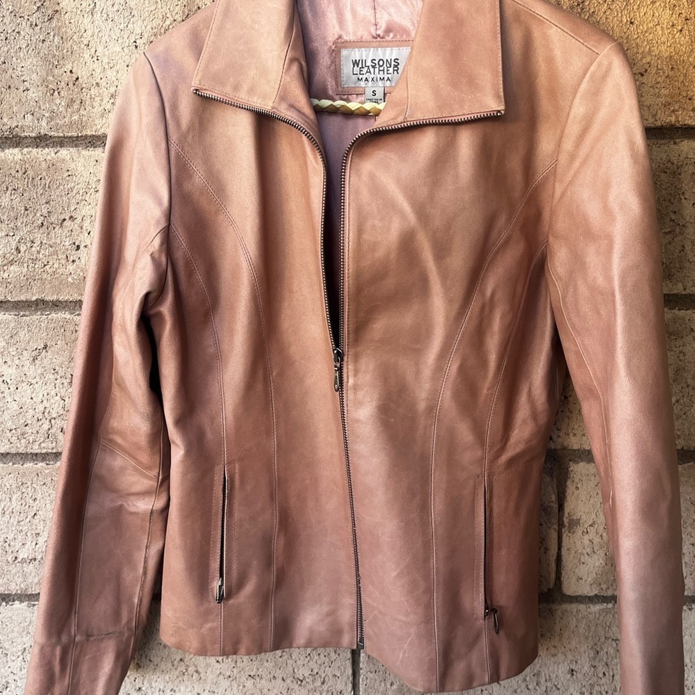 Wilson Leather Maxima Soft Pink Leather Jacket Sz S Women - Picture 3 of 10